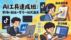 AI工具速成班：职场+副业+学习一站式通关，20+爆款类型+剪映技巧+抖音算法，0基础快速上手-网创项目