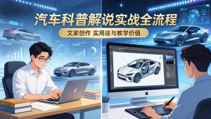 抖音汽车科普解说实战：文案+动画+画面处理+去水印全流程，打造专业汽车科普视频-网创项目