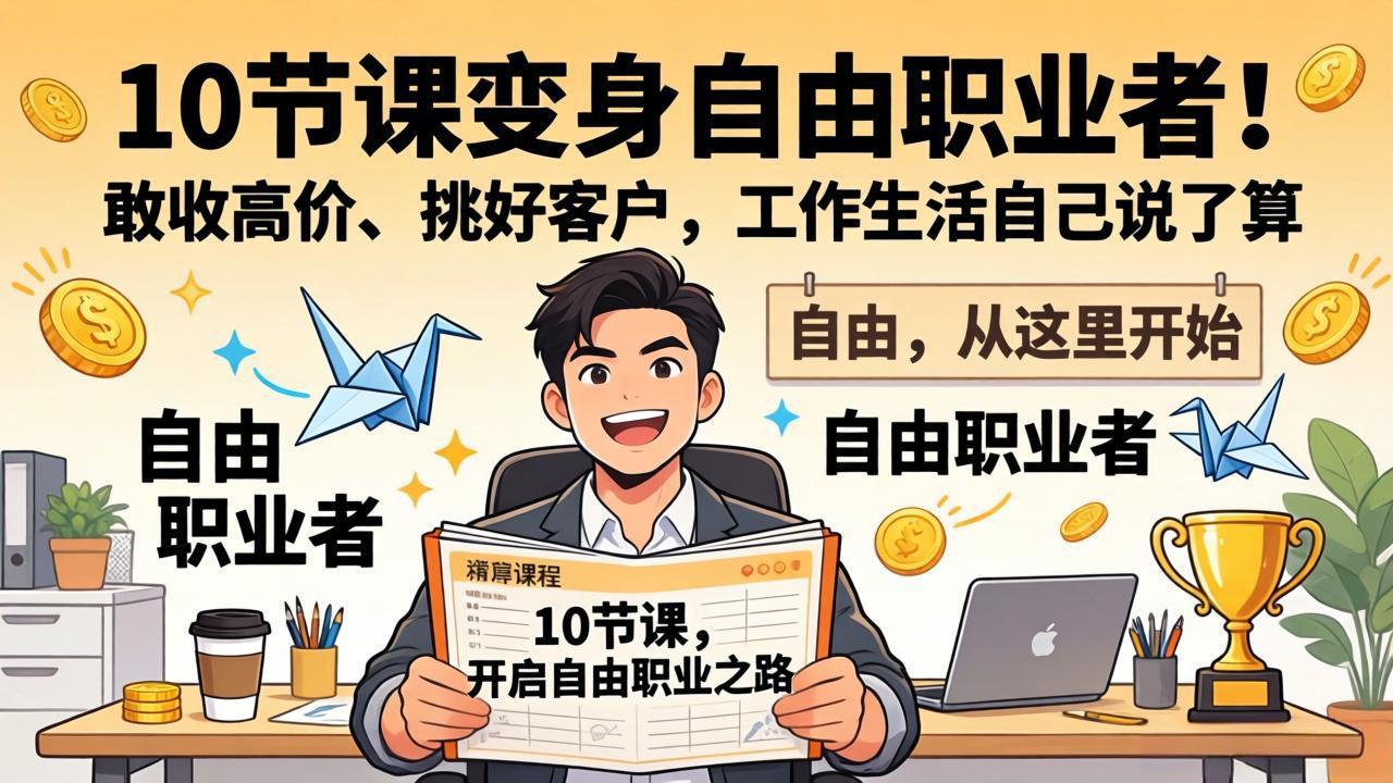 10 节课变身自由职业者！敢收高价、挑好客户，工作生活自己说了算-网创项目