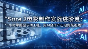 Sora 2电影制作实战进阶班：1小时掌握提示词工程，用AI合作产出电影级视频-网创项目