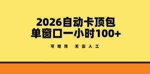 2026自动卡顶包玩法，单窗口一小时100+，可矩阵操作，无需人工【揭秘】-网创项目