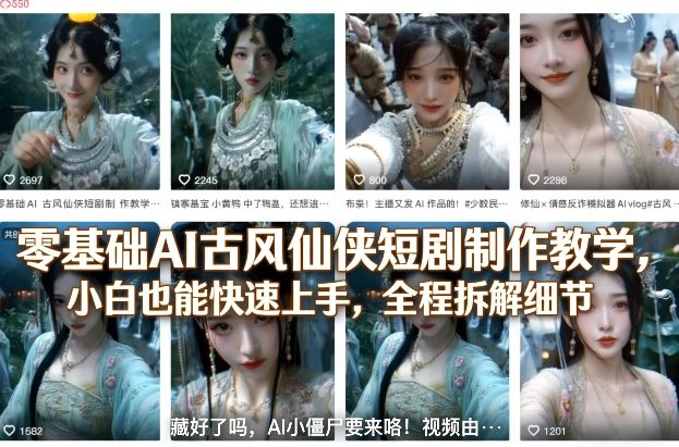 零基础AI古风仙侠短剧制作教学，小白也能快速上手，全程拆解细节-网创项目