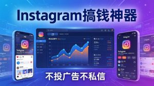 Instagram搞钱神器：月涨6万粉+月入5万刀，不投广告不私信，靠算法+低价产品-网创项目