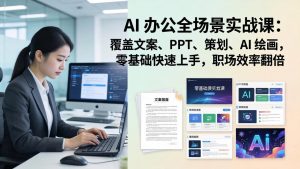 AI 办公全场景实战课:覆盖文案、PPT、策划、AI 绘画,零基础快速上手,职场效率翻倍-网创项目