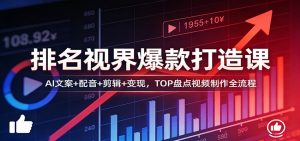排名视界爆款打造课:AI文案+配音+剪辑+变现,TOP盘点视频制作全流程-网创项目