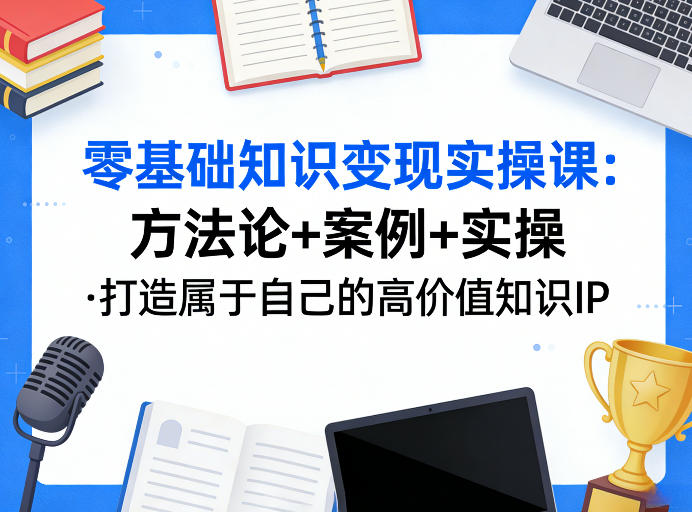 零基础知识变现实操课，方法论+案例+实操，打造属于自己的高价值知识IP-网创项目