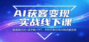 AI获客变现实战线下课：配套提示词+逐字稿+PPT，手把手教你用AI做流量变现-网创项目