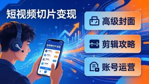 短视频切片变现速成班2.0：高级封面+剪辑攻略+账号运营，0基础小白快速入局副业-网创项目