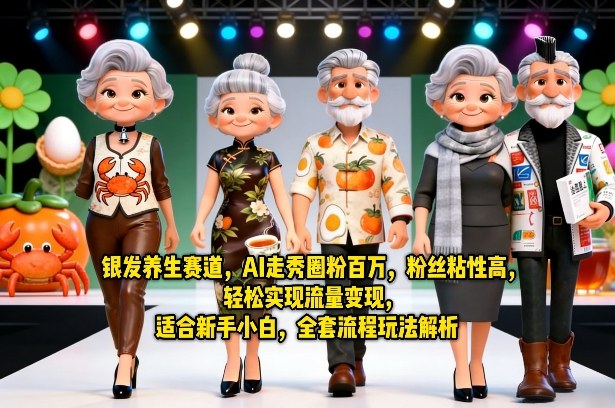 银发养生赛道，AI走秀圈粉百万，粉丝粘性高，轻松实现流量变现，适合新手小白，全套流程玩法解析-网创项目