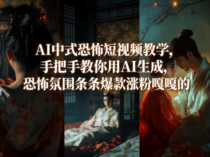 AI中式恐怖短视频教学，手把手教你用AI生成，恐怖氛围条条爆款涨粉嘎嘎的-网创项目
