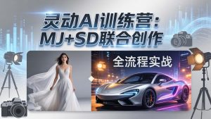 灵动AI训练营-3.0课程：MJ+SD联合创作，从婚纱大片到汽车广告，摄影后期全流程实战-网创项目