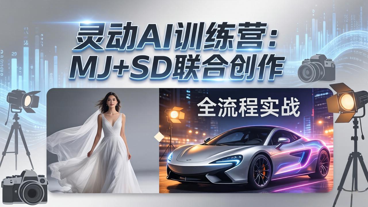 灵动AI训练营-3.0课程：MJ+SD联合创作，从婚纱大片到汽车广告，摄影后期全流程实战-网创项目