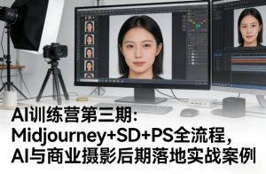 AI训练营第三期：Midjourney+SD+PS全流程，AI与商业摄影后期落地实战案例-网创项目