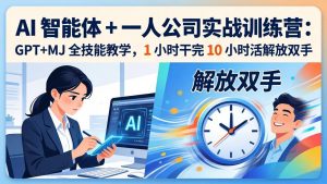 AI 智能体 + 一人公司实战训练营：GPT+MJ 全技能教学，1 小时干完 10 小时活解放双手-网创项目