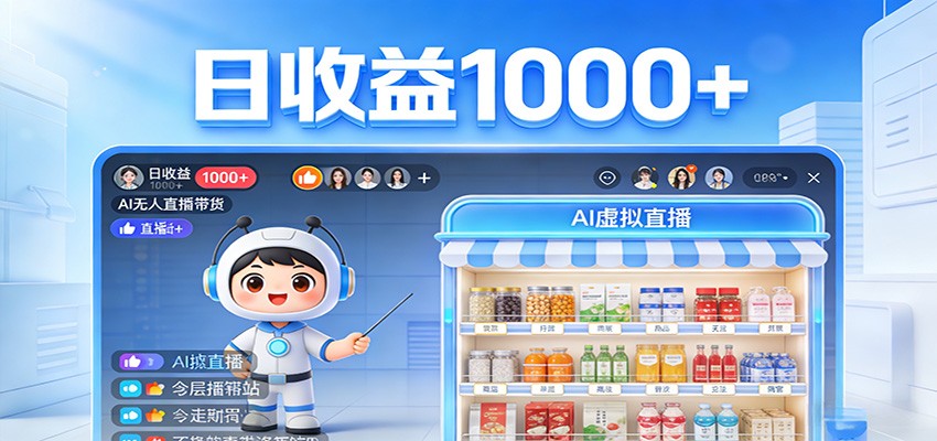 不用露脸不用说话，24小时自动卖货赚钱，全天自动直播，收益看得见-网创项目