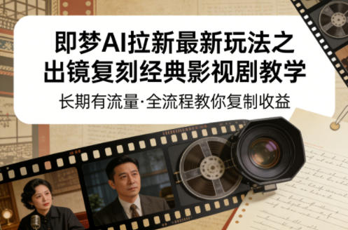 即梦AI拉新最新玩法之出镜复刻经典影视剧教学，长期有流量，全流程教你复制收益-网创项目