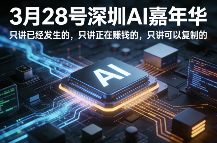 3月28号深圳AI嘉年华，只讲已经发生的，只讲正在賺钱的，只讲可以复制的-网创项目