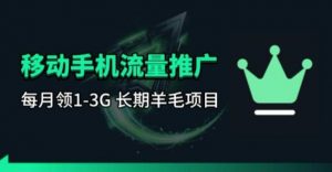 手机流量领取推广_每月一轮，刚需类的长期项目-网创项目