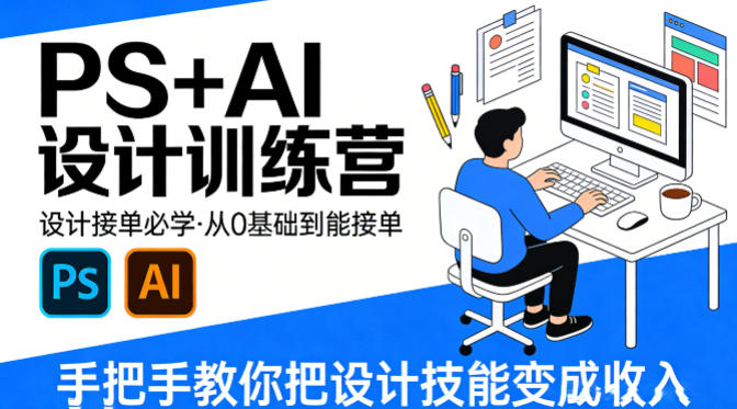 设计接单必学，PS+AI设计训练营，从0基础到能接单，手把手教你把设计技能变成收入-网创项目