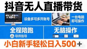 抖音无人直播带货 一台电脑即可操作 可多开账号 无脑操作 全程陪跑 新手小白轻松 日入500+-网创项目