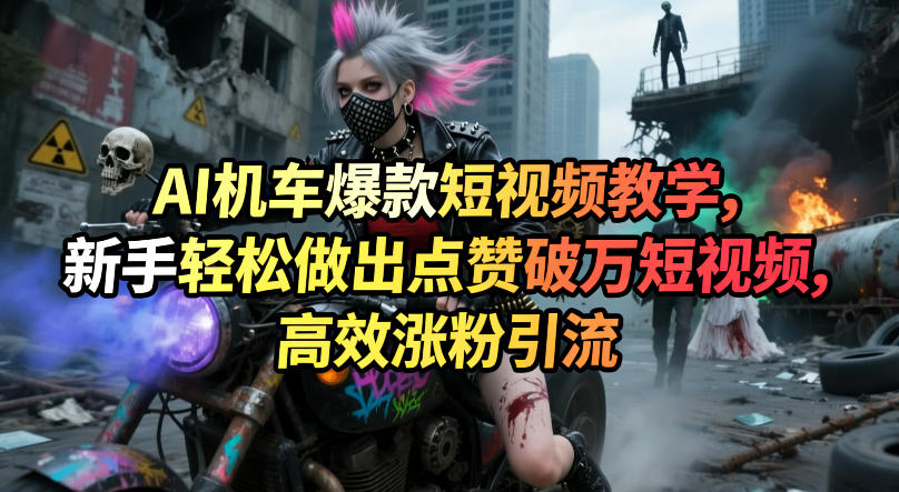 AI机车爆款短视频教学，新手轻松做出点赞破万短视频，高效涨粉引流-网创项目