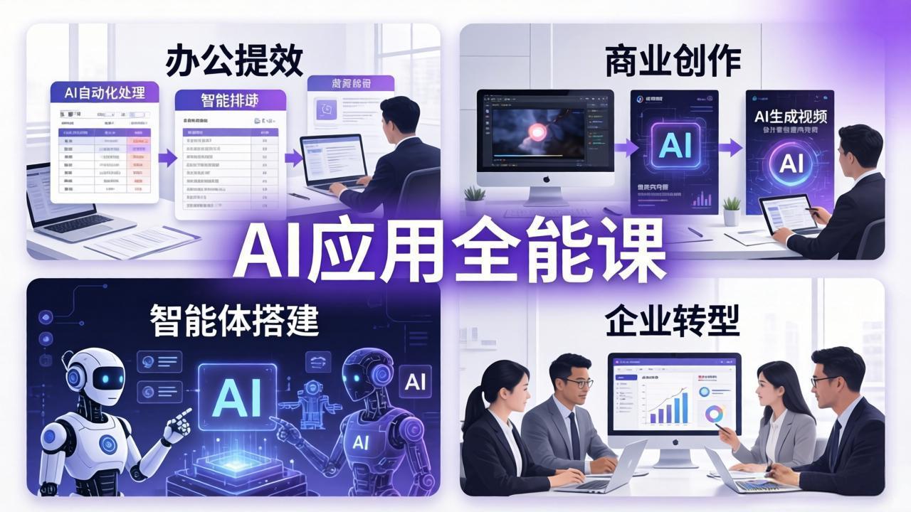 AIGC 应用全能课：办公提效、商业创作、智能体搭建、企业转型，一站式学会AI应用-网创项目