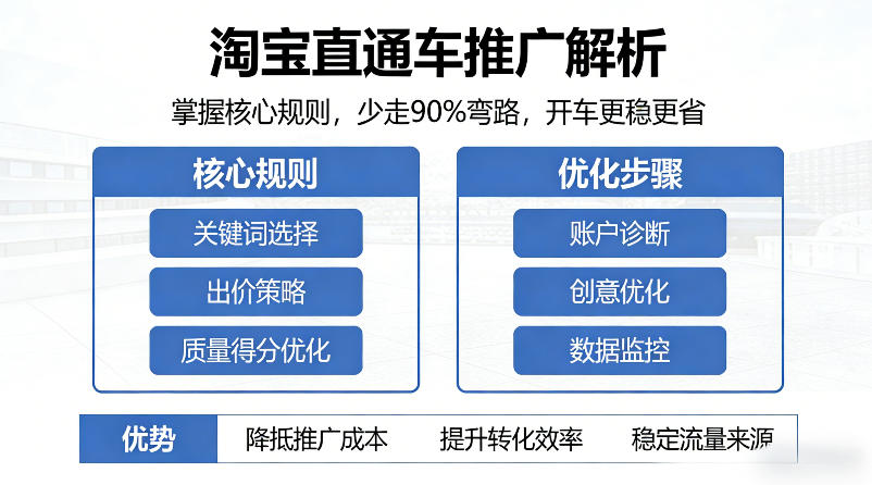 淘宝直通车推广解析，掌握核心规则，少走90%弯路，开车更稳更省-网创项目