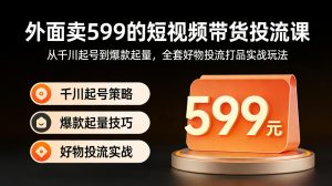 外面卖599的短视频带货投流课：从千川起号到爆款起量，全套好物投流打品实战玩法-网创项目