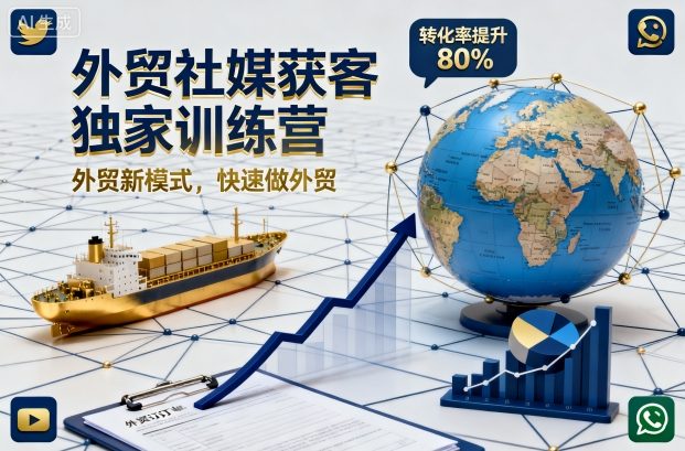 外贸社媒获客独家训练营，外贸新模式，快速做外贸(更新26年3月)-网创项目