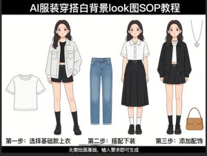 AI服装穿搭白背景look图SOP教程，不用会画画，提几句具体要求，AI就能还你一个奇迹-网创项目