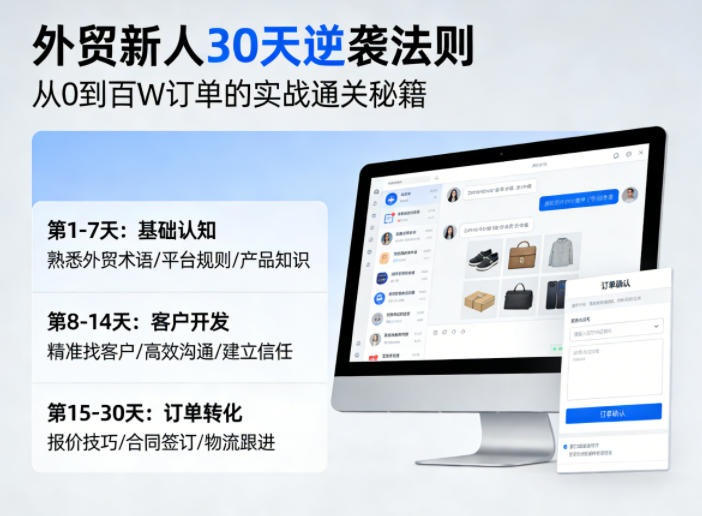 外贸新人30天逆袭法则，教你从0到百W订单的实战通关秘籍-网创项目