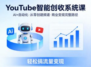 YouTube智能创收系统课，AI+自动化，从零创建YouTube频道并实现商业变现的完整路径，轻松搞流量变现-网创项目
