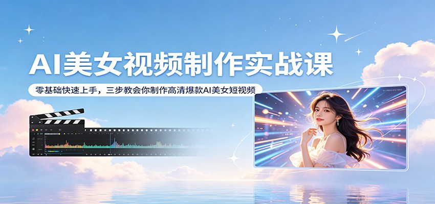 AI美女视频制作实战课：零基础快速上手，三步教会你制作高清爆款AI美女短视频-网创项目