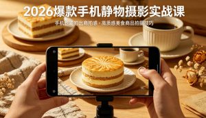 2026爆款手机静物摄影实战课，手机也能拍出商拍感，学会拍出高质感美食商品-网创项目