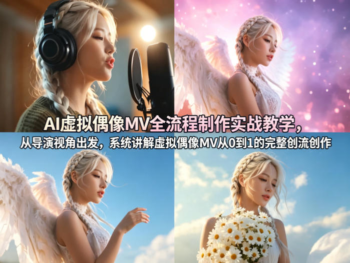 AI虚拟偶像MV全流程制作实战教学，从导演视角出发，系统讲解虚拟偶像MV从0到1的完整创作流程-网创项目
