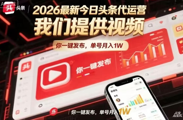 今日头条躺賺模式,你9我1,操作简单,一键发布,单机日入数百,长期合作【揭秘】