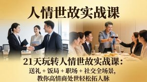 21 天玩转人情世故实战课:送礼 + 饭局 + 职场 + 社交全场景,教你高情商处世轻松拓人脉-网创项目