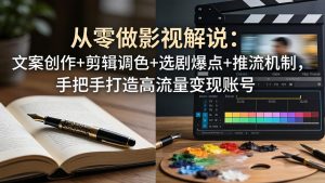 从零做影视解说:文案创作+剪辑调色+选剧爆点+推流机制,手把手打造高流量变现账号-网创项目