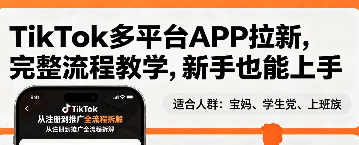 TikTok多平台APP拉新，完整流程教学，新手也能上手，轻松出海搞美金-网创项目