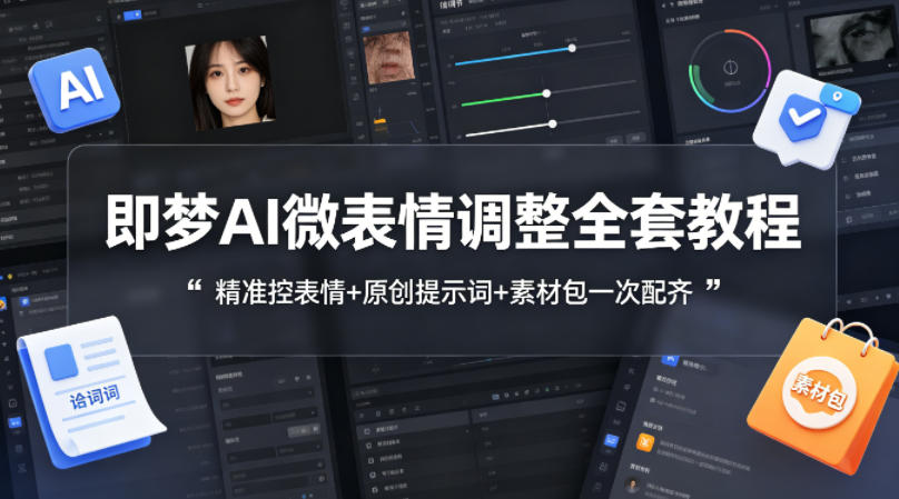 即梦AI微表情调整全套教程，精准控表情+原创提示词+素材包一次配齐-网创项目