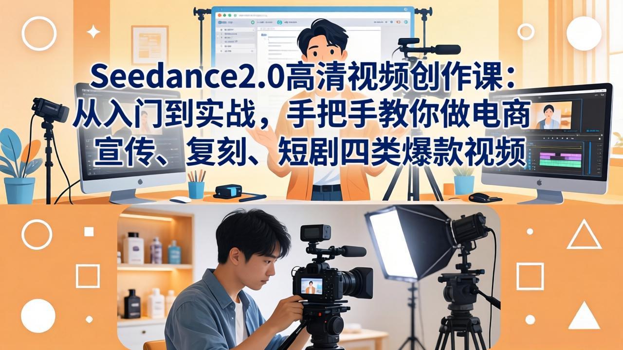 Seedance2.0高清视频创作课：从入门到实战，手把手教你做电商、宣传、复刻、短剧四类爆款视频-网创项目