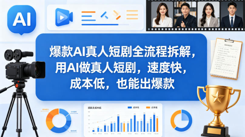 爆款AI真人短剧全流程拆解，用AI做真人短剧，速度快，成本低，也能出爆款-网创项目