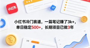 小红书冷门赛道，一篇笔记賺了3k+，单日稳定500+，长期项目已做3年【揭秘】-网创项目