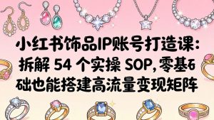 小红书饰品IP账号打造课：拆解 54 个实操 SOP，零基础也能搭建高流量变现矩阵-网创项目