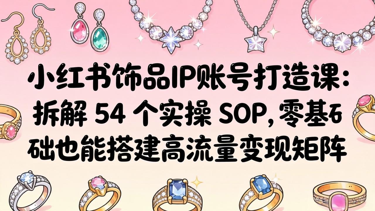 小红书饰品IP账号打造课：拆解 54 个实操 SOP，零基础也能搭建高流量变现矩阵-网创项目