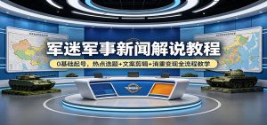 军迷军事新闻解说教程：0基础起号，热点选题+文案剪辑+消重变现全流程教学-网创项目