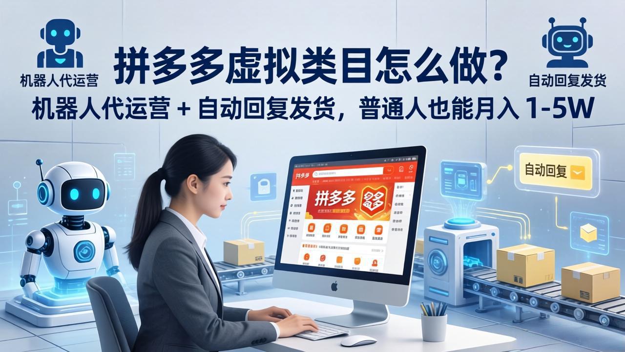 拼多多虚拟类目怎么做？机器人代运营 + 自动回复发货，普通人也能月入 1-5W-网创项目