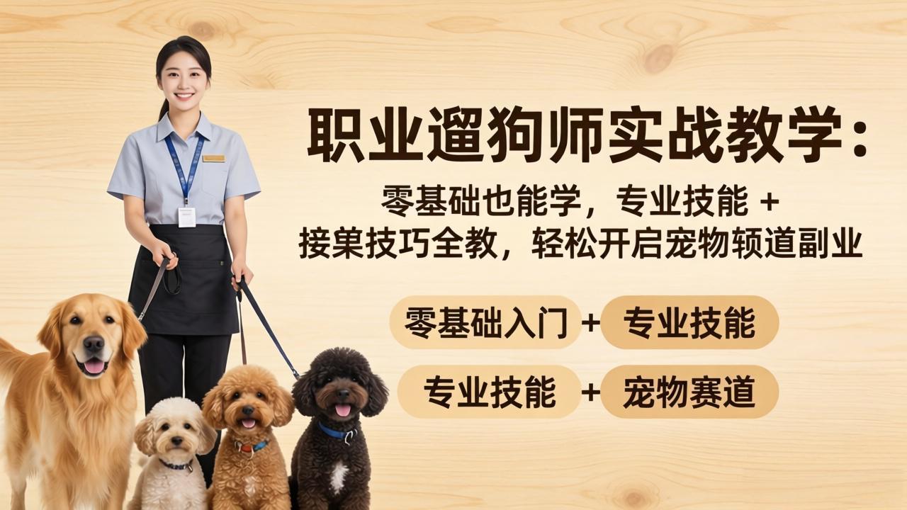 职业遛狗师实战教学：零基础也能学，专业技能 + 接单技巧全教，轻松开启宠物赛道副业-网创项目