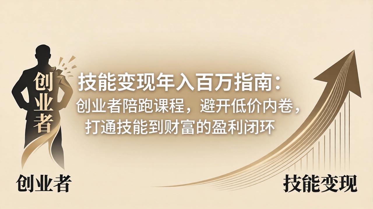 技能变现年入百万指南：创业者陪跑课程，避开低价内卷，打通技能到财富的盈利闭环-网创项目