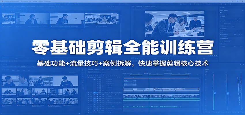零基础剪辑全能训练营：基础功能+流量技巧+案例拆解，快速掌握剪辑核心技术-网创项目